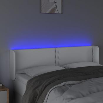 LED Kopfteil Weiß 147x16x78/88 cm Kunstleder