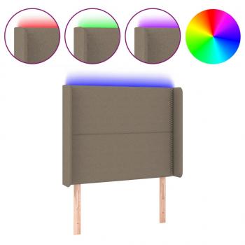 LED Kopfteil Taupe 93x16x118/128 cm Stoff