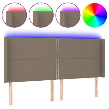 LED Kopfteil Taupe 163x16x118/128 cm Stoff