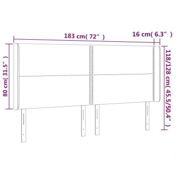 LED Kopfteil Schwarz 183x16x118/128 cm Stoff