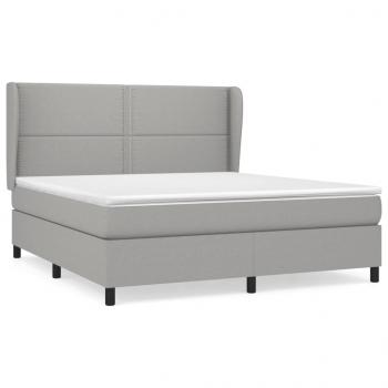 Boxspringbett mit Matratze Hellgrau 160x200 cm Stoff