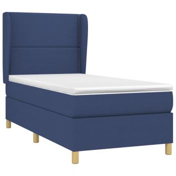 Boxspringbett mit Matratze Blau 90x200 cm Stoff