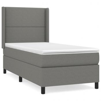 Boxspringbett mit Matratze Dunkelgrau 90x200 cm Stoff