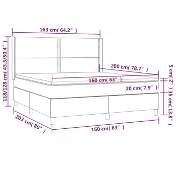 Boxspringbett mit Matratze Hellgrau 160x200 cm Stoff