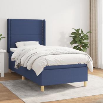 ARDEBO.de - Boxspringbett mit Matratze Blau 90x200 cm Stoff