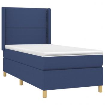 Boxspringbett mit Matratze Blau 90x200 cm Stoff