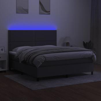 Boxspringbett mit Matratze & LED Dunkelgrau 160x200 cm Stoff