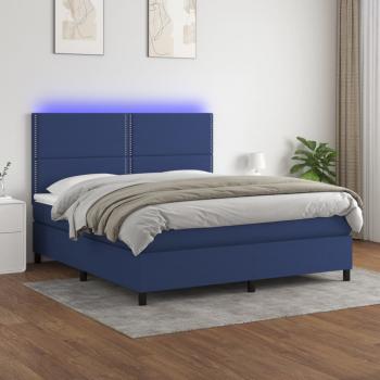 ARDEBO.de - Boxspringbett mit Matratze & LED Blau 180x200 cm Stoff