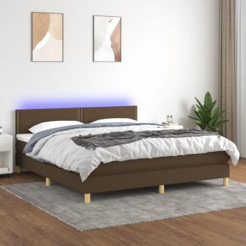 ARDEBO.de - Boxspringbett mit Matratze & LED Dunkelbraun 160x200 cm Stoff