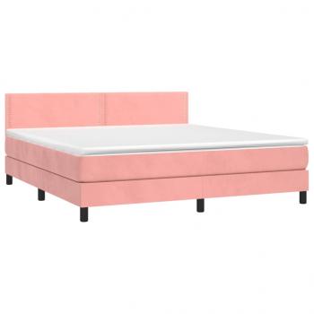 Boxspringbett mit Matratze & LED Rosa 160x200 cm Samt