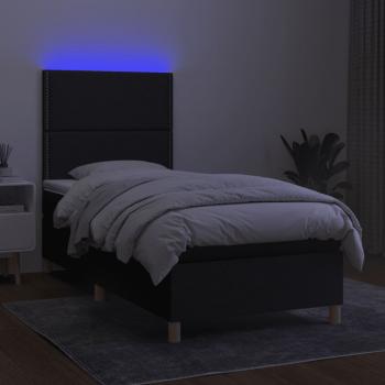 Boxspringbett mit Matratze & LED Schwarz 90x200 cm Stoff