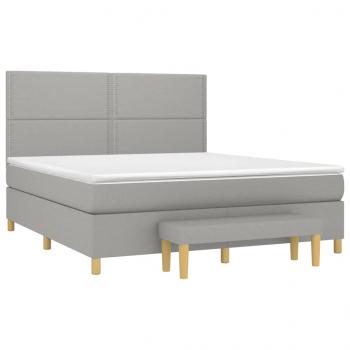 Boxspringbett mit Matratze Hellgrau 180x200 cm Stoff