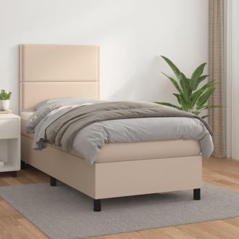 ARDEBO.de - Boxspringbett mit Matratze Cappuccino-Braun 80x200cm Kunstleder