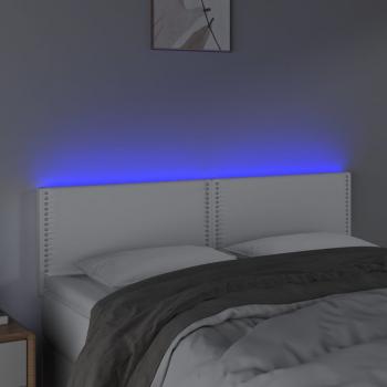 LED Kopfteil Weiß 144x5x78/88 cm Kunstleder