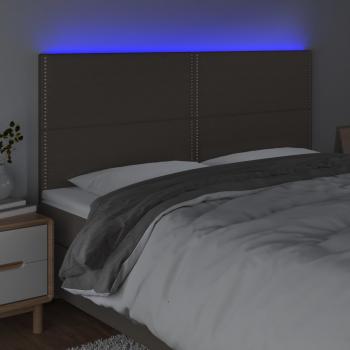 LED Kopfteil Taupe 180x5x118/128 cm Stoff