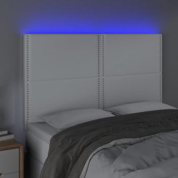 LED Kopfteil Weiß 144x5x118/128 cm Kunstleder