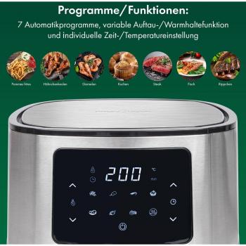 Proficook PC-FR 1239 H Heißluft-Fritteuse, XXL, 5,5 L, Cool Touch-Griff, schwarz/edelstahl