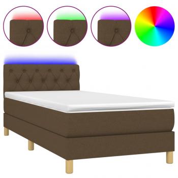 Boxspringbett mit Matratze & LED Dunkelbraun 80x200 cm Stoff