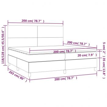 Boxspringbett mit Matratze & LED Dunkelgrau 200x200 cm Stoff