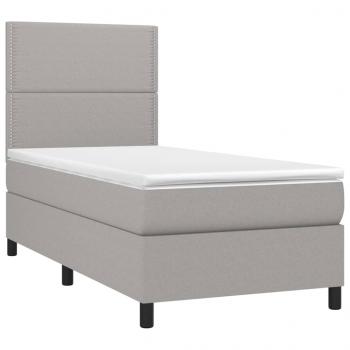 Boxspringbett mit Matratze & LED Hellgrau 100x200 cm Stoff