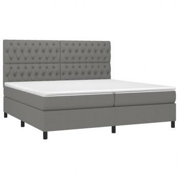 Boxspringbett mit Matratze & LED Dunkelgrau 200x200 cm Stoff