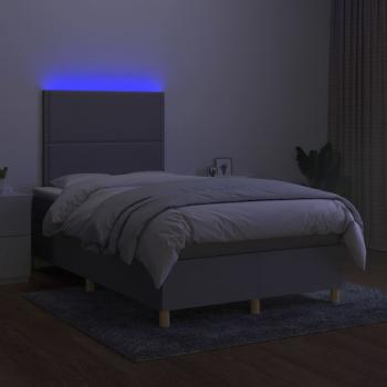 Boxspringbett mit Matratze & LED Hellgrau 120x200 cm Stoff