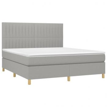 Boxspringbett mit Matratze & LED Hellgrau 180x200 cm Stoff