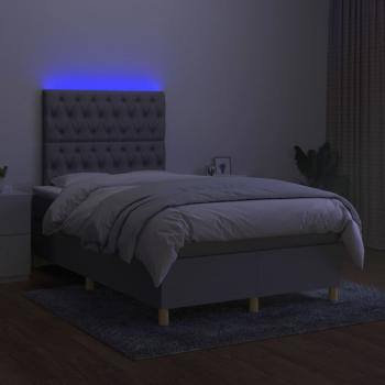 Boxspringbett mit Matratze & LED Hellgrau 120x200 cm Stoff