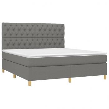 Boxspringbett mit Matratze & LED Dunkelgrau 160x200 cm Stoff