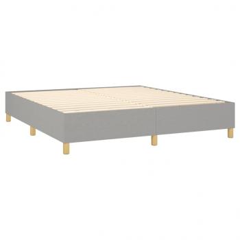 Boxspringbett mit Matratze & LED Hellgrau 180x200 cm Stoff