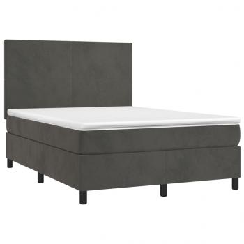 Boxspringbett mit Matratze & LED Dunkelgrau 140x200 cm Samt