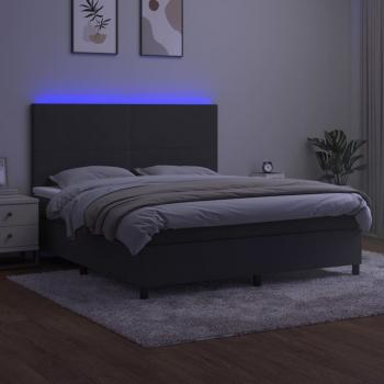 Boxspringbett mit Matratze & LED Dunkelgrau 160x200 cm Samt