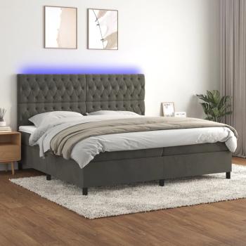 ARDEBO.de - Boxspringbett mit Matratze & LED Dunkelgrau 200x200 cm Samt