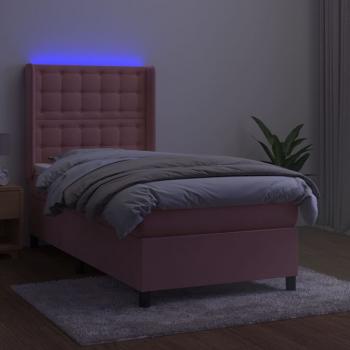 Boxspringbett mit Matratze & LED Rosa 100x200 cm Samt