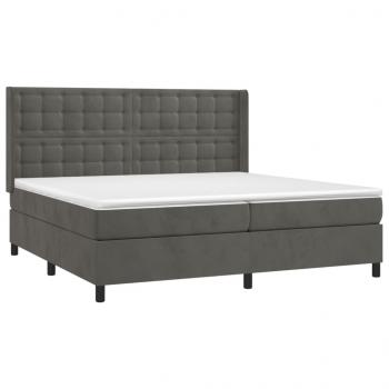 Boxspringbett mit Matratze & LED Dunkelgrau 200x200 cm Samt