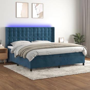 ARDEBO.de - Boxspringbett mit Matratze & LED Dunkelblau 200x200 cm Samt