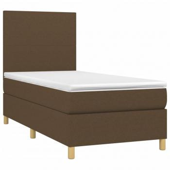 Boxspringbett mit Matratze & LED Dunkelbraun 90x190 cm Stoff