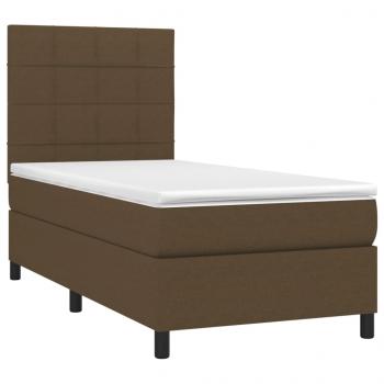 Boxspringbett mit Matratze & LED Dunkelbraun 90x190 cm Stoff