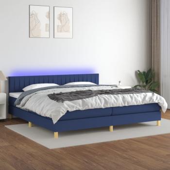 ARDEBO.de - Boxspringbett mit Matratze & LED Blau 200x200 cm Stoff