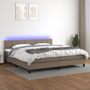 ARDEBO.de - Boxspringbett mit Matratze & LED Taupe 200x200 cm Stoff