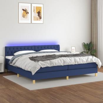 ARDEBO.de - Boxspringbett mit Matratze & LED Blau 200x200 cm Stoff