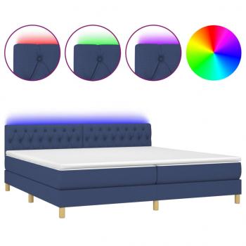 Boxspringbett mit Matratze & LED Blau 200x200 cm Stoff