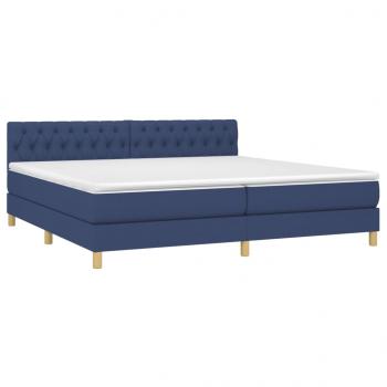 Boxspringbett mit Matratze & LED Blau 200x200 cm Stoff