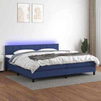 ARDEBO.de - Boxspringbett mit Matratze & LED Blau 200x200 cm Stoff