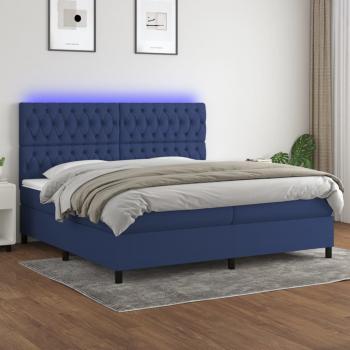 ARDEBO.de - Boxspringbett mit Matratze & LED Blau 200x200 cm Stoff