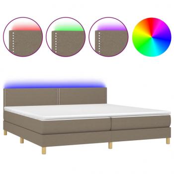 ARDEBO.de - Boxspringbett mit Matratze & LED Taupe 200x200 cm Stoff