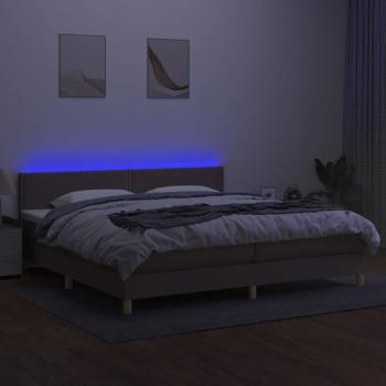 Boxspringbett mit Matratze & LED Taupe 200x200 cm Stoff