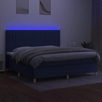 Boxspringbett mit Matratze & LED Blau 200x200 cm Stoff