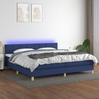 ARDEBO.de - Boxspringbett mit Matratze & LED Blau 200x200 cm Stoff