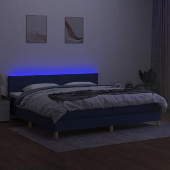 Boxspringbett mit Matratze & LED Blau 200x200 cm Stoff